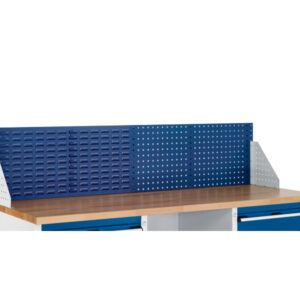 1. 5M Louvre Backpanel for Work Table - End Wing Plates. WxDxH: 1486X332X457mm Ral 7035/5010 _SKU-07002205.11V