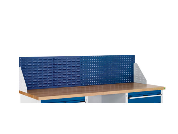 1. 5M Louvre Backpanel for Work Table - End Wing Plates. WxDxH: 1486X332X457mm Ral 7035/5010 _SKU-07002205.11V