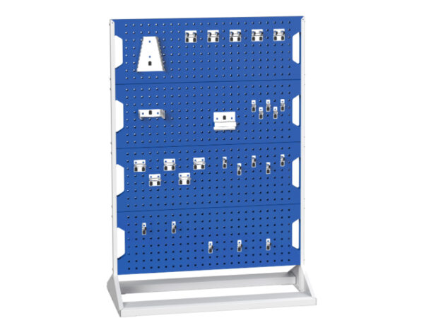 Tool Pegboard Stand with Hooks - Perfo Panel Rack Double Sided And Hook Kit with 8 Panels And 60 Piece Hook Kit. WxDxH: 1000X550X1450mm Ral 7035/5010 _SKU-16917201.11V