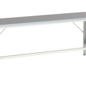 Adjustable Metal Work Table Frame - Verso Adj. Height Framework Bench with Lino Worktop. WxDxH: 2000X600X780-930mm Ral 7035 _SKU-16921507.16
