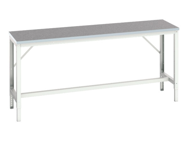 Adjustable Metal Work Table Frame - Verso Adj. Height Framework Bench with Lino Worktop. WxDxH: 2000X600X780-930mm Ral 7035 _SKU-16921507.16