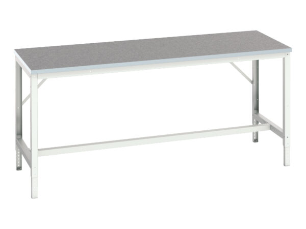 2M Wide Work Table - Verso Adj. Height Framework Bench with Lino Worktop. WxDxH: 2000X800X780-930mm Ral 7035 _SKU-16921515.16
