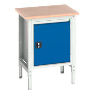 Mini Work Table - Verso Adj. Height Workstand with Cupboard And Multiplex Top. WxDxH: 700X600X780-930mm Ral 7035/5010 _SKU-16921614.11