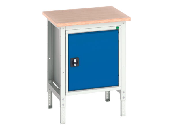 Mini Work Table - Verso Adj. Height Workstand with Cupboard And Multiplex Top. WxDxH: 700X600X780-930mm Ral 7035/5010 _SKU-16921614.11