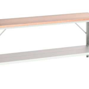Robust Work Table - Verso Adj. Height Framework Bench with Full Depth Base Shelf And Mpx Top. WxDxH: 2000X600X780-930mm Ral 7035 _SKU-16922006.16