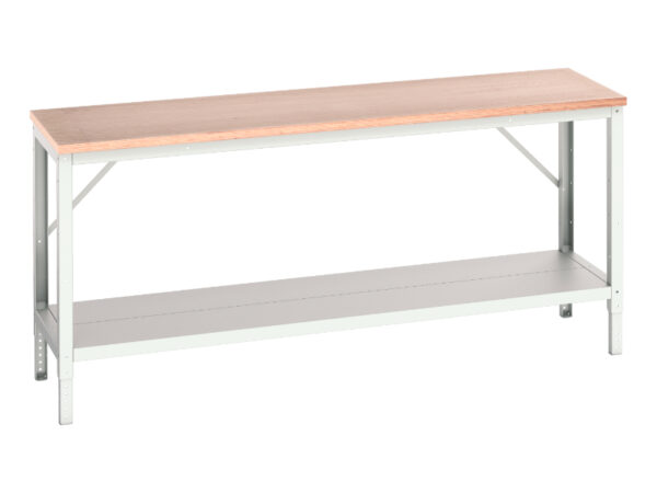 Robust Work Table - Verso Adj. Height Framework Bench with Full Depth Base Shelf And Mpx Top. WxDxH: 2000X600X780-930mm Ral 7035 _SKU-16922006.16