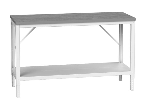 Verso Adj. Height Framework Bench with Full Depth Base Shelf And Esd Top. WxDxH: 1500X600X780-930mm Ral 7035 _SKU-16922009.16