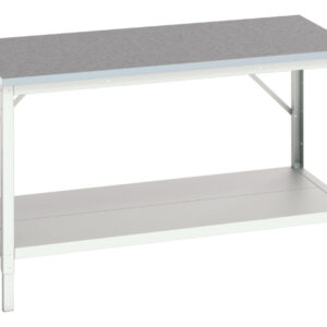 Work Table with Full Depth Shelf - Verso Adj. Height Framework Bench with Full Depth Base Shelf And Lino Top. WxDxH: 1500X800X780-930mm Ral 7035 _SKU-16922023.16