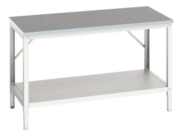 Work Table with Full Depth Shelf - Verso Adj. Height Framework Bench with Full Depth Base Shelf And Lino Top. WxDxH: 1500X800X780-930mm Ral 7035 _SKU-16922023.16