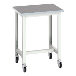 Mobile Work Table with Wheels - Verso Mobile Workstand with Lino Worktop. WxDxH: 700X600X930mm Ral 7035 _SKU-16922101.16