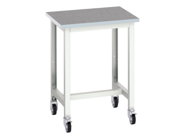 Mobile Work Table with Wheels - Verso Mobile Workstand with Lino Worktop. WxDxH: 700X600X930mm Ral 7035 _SKU-16922101.16