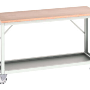 Work Table On Wheels - Verso Mobile Workstand with Multiplex Worktop. WxDxH: 1500X600X930mm Ral 7035 _SKU-16922104.16