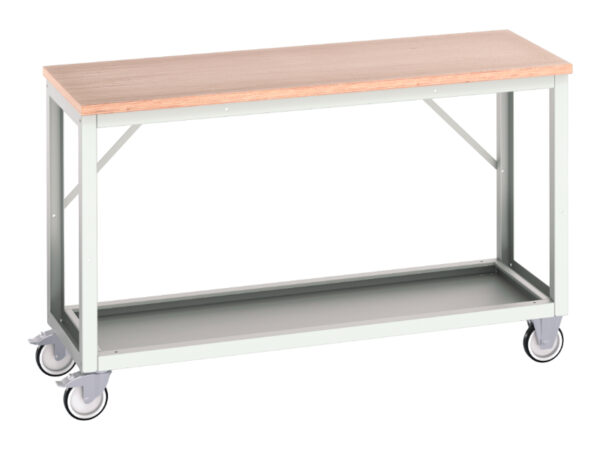 Work Table On Wheels - Verso Mobile Workstand with Multiplex Worktop. WxDxH: 1500X600X930mm Ral 7035 _SKU-16922104.16