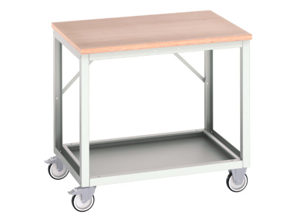 Work Table On Casters - Verso Mobile Workstand with Multiplex Worktop. WxDxH: 1000X800X930mm Ral 7035 _SKU-16922110.16