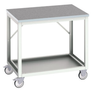 Mobile Heavy Duty Work Station - Verso Mobile Workstand with Lino Worktop. WxDxH: 1000X800X930mm Ral 7035 _SKU-16922111.16