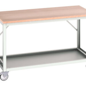 Heavy Duty Work Station On Wheels - Verso Mobile Workstand with Multiplex Worktop. WxDxH: 1500X800X930mm Ral 7035 _SKU-16922112.16
