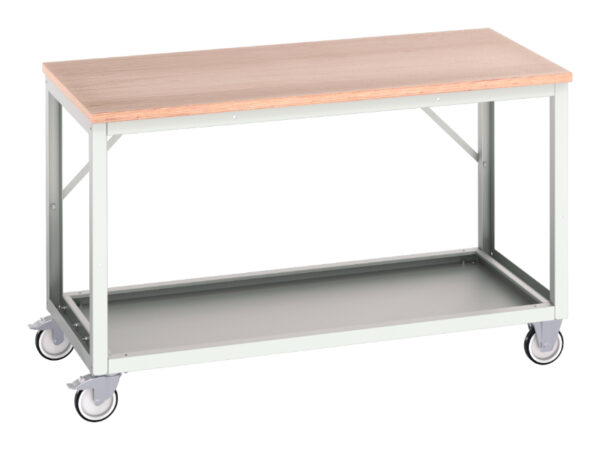 Heavy Duty Work Station On Wheels - Verso Mobile Workstand with Multiplex Worktop. WxDxH: 1500X800X930mm Ral 7035 _SKU-16922112.16