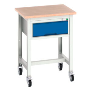 Verso Mobile Work Table - Verso Mobile Workstand with 1 Drawer Cabinet And Multiplex Top. WxDxH: 700X600X930mm Ral 7035/5010 _SKU-16922200.11