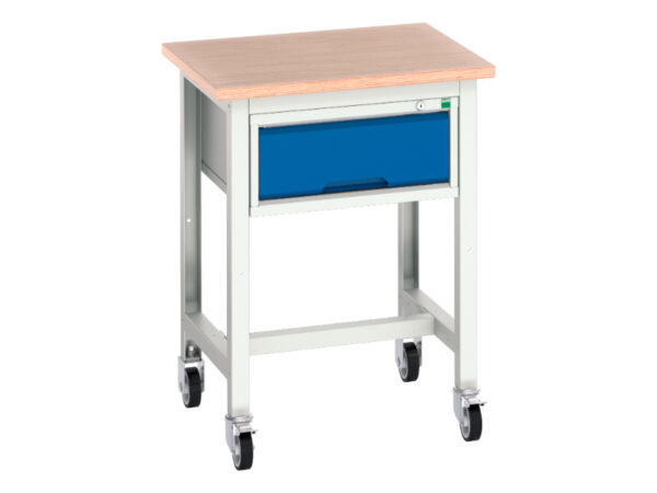 Verso Mobile Work Table - Verso Mobile Workstand with 1 Drawer Cabinet And Multiplex Top. WxDxH: 700X600X930mm Ral 7035/5010 _SKU-16922200.11