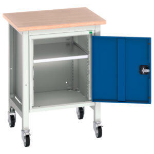 Verso Mobile Work Station - Verso Mobile Workstand with Cupboard And Multiplex Top. WxDxH: 700X600X930mm Ral 7035/5010 _SKU-16922202.11