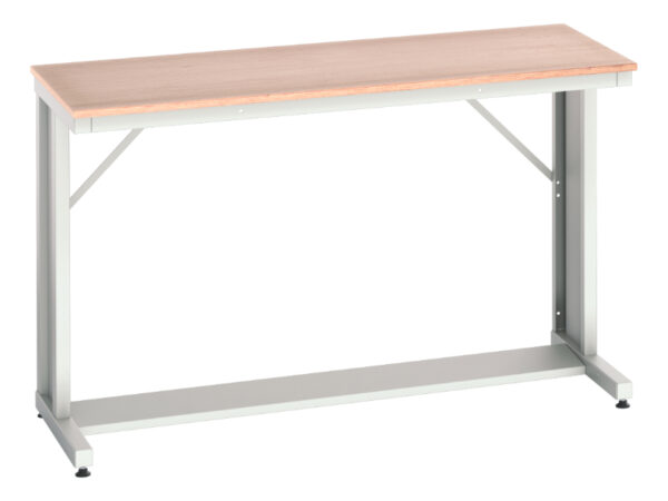 Work Table with Worktop Surface - Verso Cantilever Bench with Multiplex Worktop. WxDxH: 1500X600X930mm Ral 7035 _SKU-16922306.16