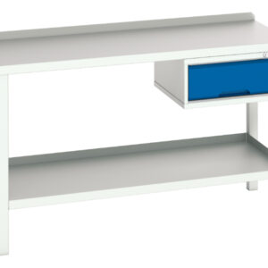Steel Top Heavy Duty Work Table - Verso Welded Bench with 1 Drawer Cab And Steel Top. WxDxH: 1500X600X910mm Ral 7035/5010 _SKU-16922604.11