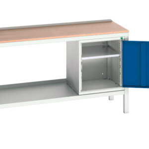 Work Table Multiplex Top - Verso Welded Bench with Cupboard And Mpx Top. WxDxH: 1500X600X930mm Ral 7035/5010 _SKU-16922607.11