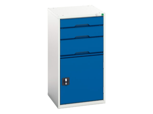 Industrial Steel Drawers - Verso Drawer-Door Cabinet with 3 Drawers / Cupboard. WxDxH: 525X550X1000mm Ral 7035/5010 _SKU-16925061.11