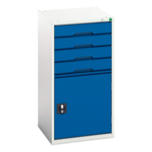 Industrial Chest of Drawers Metal - Verso Drawer-Door Cabinet with 4 Drawers / Cupboard. WxDxH: 525X550X1000mm Ral 7035/5010 _SKU-16925065.11