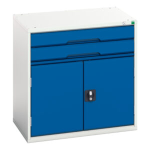 Industrial Drawers Uk - Verso Drawer-Door Cabinet with 2 Drawers / Cupboard. WxDxH: 800X550X800mm Ral 7035/5010 _SKU-16925116.11