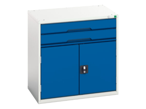 Industrial Drawers Uk - Verso Drawer-Door Cabinet with 2 Drawers / Cupboard. WxDxH: 800X550X800mm Ral 7035/5010 _SKU-16925116.11