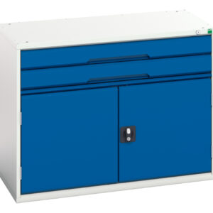 Workshop Metal Drawers - Verso Drawer-Door Cabinet with 2 Drawers / Cupboard. WxDxH: 1050X550X800mm Ral 7035/5010 _SKU-16925216.11