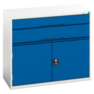 Workshop Drawers - Verso Drawer-Door Cabinet with 2 Drawers / Cupboard. WxDxH: 1050X550X900mm Ral 7035/5010 _SKU-16925237.11