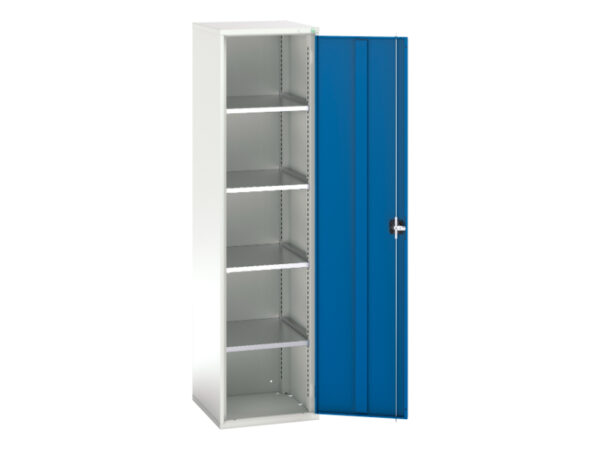 Tall Metal Cupboard - Verso Shelf Cupboard with 4 Shelves. WxDxH: 525X550X2000mm Ral 7035/5010 _SKU-16926067.11