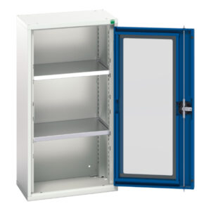 Tool Storage Pegboard Cupboard - Verso Window Door Cupboard with 2 Shelves. WxDxH: 525X350X1000mm Ral 7035/5010 _SKU-16926072.11