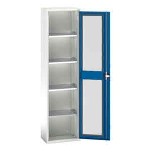 Verso Window Door Cupboard with 4 Shelves. WxDxH: 525X350X2000mm Ral 7035/5010 _SKU-16926073.11