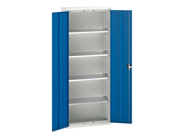 Metal Cupboard for Industry - Verso Shelf Cupboard with 4 Shelves. WxDxH: 800X350X2000mm Ral 7035/5010 _SKU-16926119.11