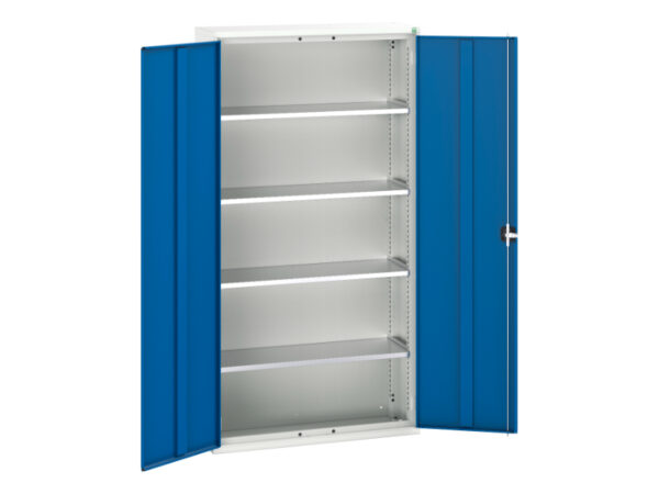 Workshop Steel Cabinet - Verso Shelf Cupboard with 4 Shelves. WxDxH: 1050X350X2000mm Ral 7035/5010 _SKU-16926219.11