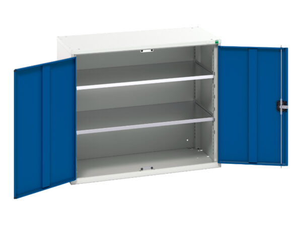 Metal Cupboard with 2 Shelves - Verso Shelf Cupboard. WxDxH: 1050X550X900mm Ral 7035/5010 _SKU-16926247.11
