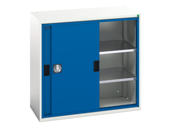 Verso Sliding Door Cupboard with 2 Shelves. WxDxH: 1050X550X1000mm Ral 7035/5010 _SKU-16926280.11