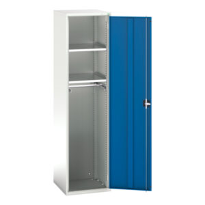 Heavy Duty Metal Ppe Storage Cupboard - Verso Ppe Cupboard with 2 Shelves , 1 Rail. WxDxH: 525X550X2000mm Ral 7035/5010 _SKU-16926351.11