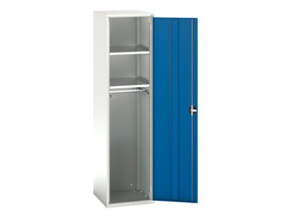 Heavy Duty Metal Ppe Storage Cupboard - Verso Ppe Cupboard with 2 Shelves , 1 Rail. WxDxH: 525X550X2000mm Ral 7035/5010 _SKU-16926351.11