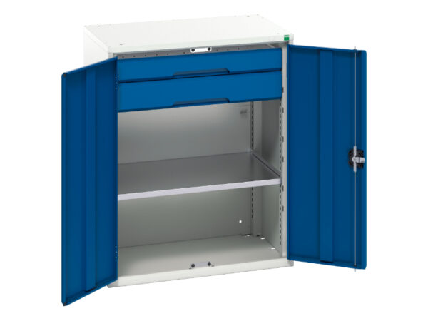 Verso Kitted Cupboard with 1 Shelf - 2 Drawers. WxDxH: 800X550X1000mm Ral 7035/5010 _SKU-16926453.11