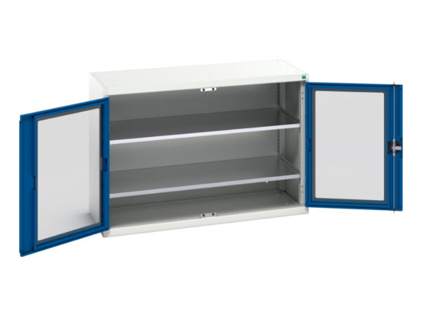 Verso Window Door Cupboard with 2 Shelves. WxDxH: 1300X550X900mm Ral 7035/5010 _SKU-16926661.11