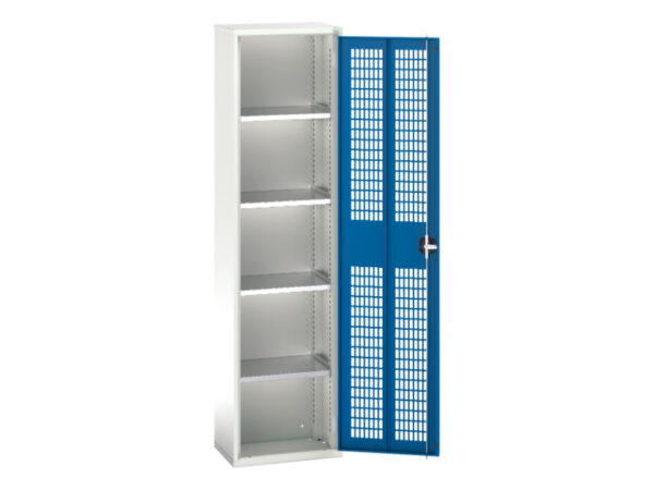 Tall Mesh Door Cupboard - Verso Ventilated Door Cupboard with 4 Shelves. WxDxH: 525X350X2000mm Ral 7035/5010 _SKU-16926713.11