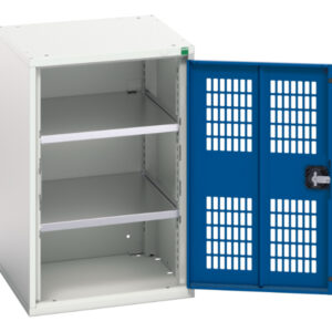Mesh Door Vented Metal Cupboard - Verso Ventilated Door Cupboard with 2 Shelves. WxDxH: 525X550X800mm Ral 7035/5010 _SKU-16926720.11