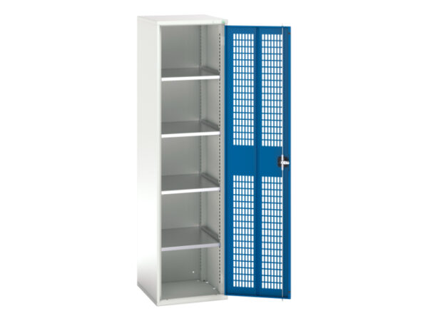 Tall Mesh Door Cupboard - Verso Ventilated Door Cupboard with 4 Shelves. WxDxH: 525X550X2000mm Ral 7035/5010 _SKU-16926723.11
