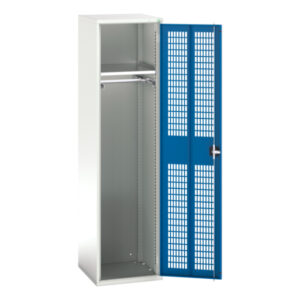 Heavy Duty Mesh Door Cupboard - Verso Ventilated Door Kitted Cupboard with 1 Shelf, 1 Rail. WxDxH: 525X550X2000mm Ral 7035/5010 _SKU-16926724.11