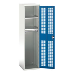 Industrial Workshop Mesh Door Cupboard - Verso Ventilated Door Kitted Cupboard with 2 Shelves, 1 Rail. WxDxH: 525X550X2000mm Ral 7035/5010 _SKU-16926725.11