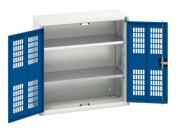 Cheap Mesh Door Cabinet - Verso Ventilated Door Cupboard with 2 Shelves. WxDxH: 800X350X800mm Ral 7035/5010 _SKU-16926730.11